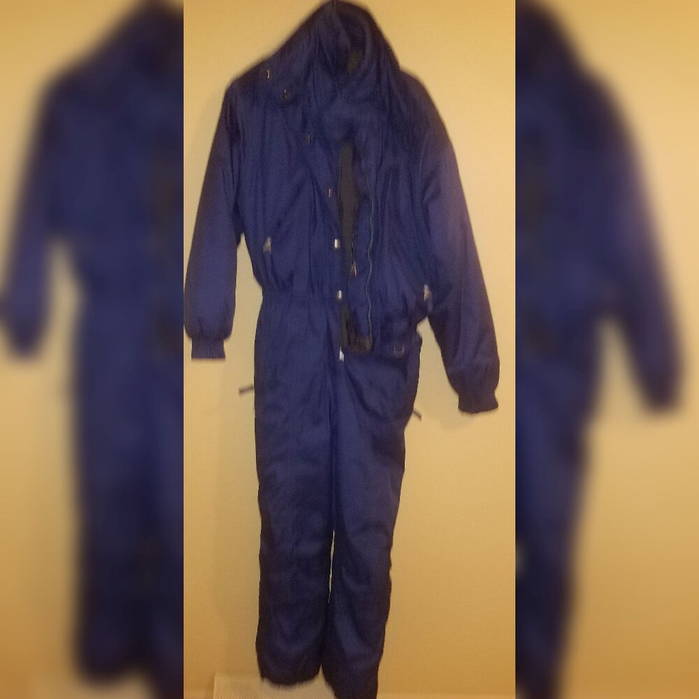 Full One Piece Blue Ski Suit Size 14